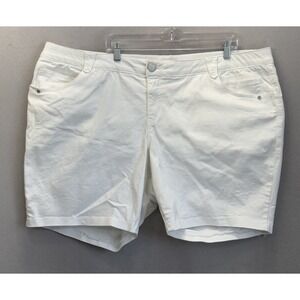 Democracy Women's Plus Sz 24W White Ab Solution Bermuda High-Rise Jeans Shorts‎